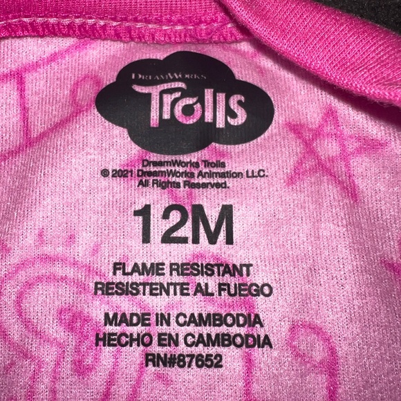 Dreamworks Trolls Girls Pink “Sing It Together” Footie Pajamas Size 12M - Picture 4 of 5